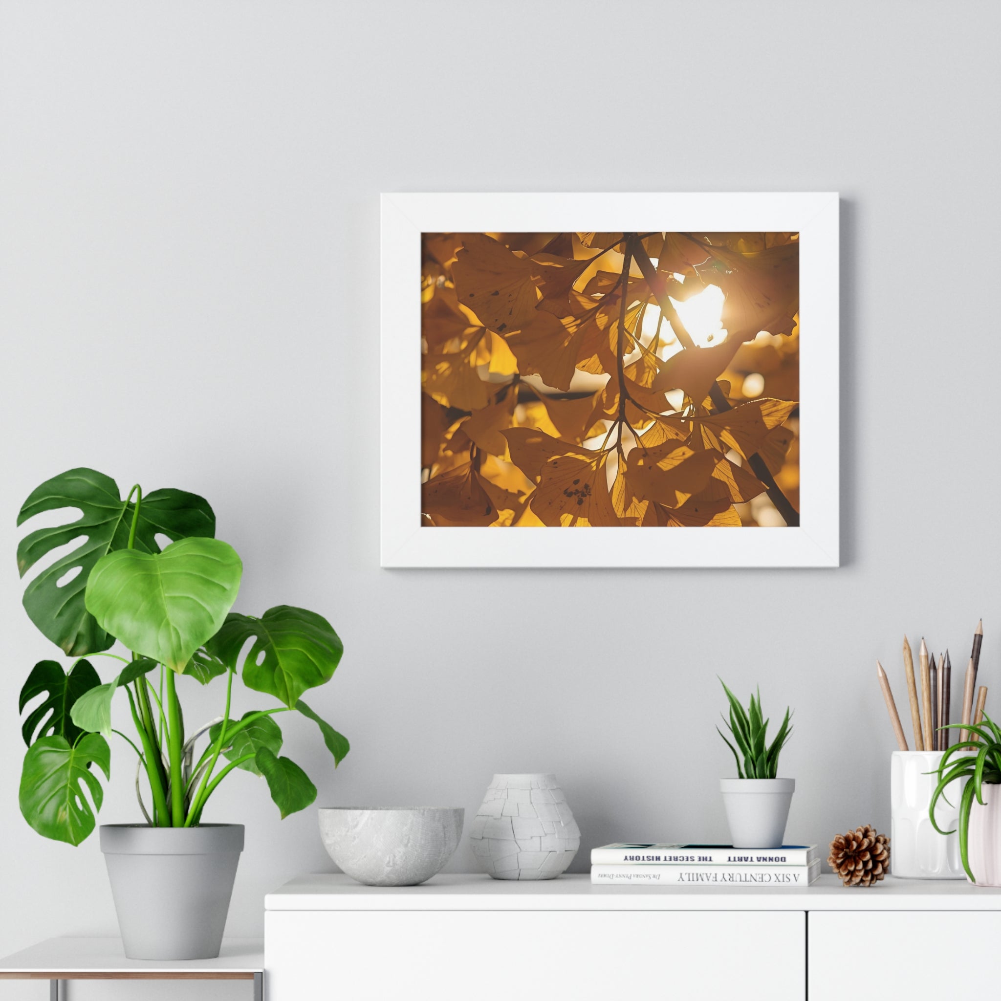 Golden Autumn Framed Horizontal Poster, Nature Wall Art, Fall Home Decor, Botanical Print, Gift for Nature Lovers
