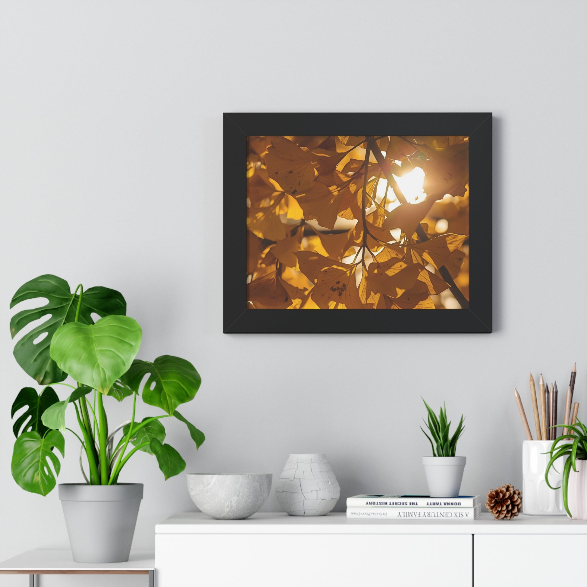 Golden Autumn Framed Horizontal Poster, Nature Wall Art, Fall Home Decor, Botanical Print, Gift for Nature Lovers