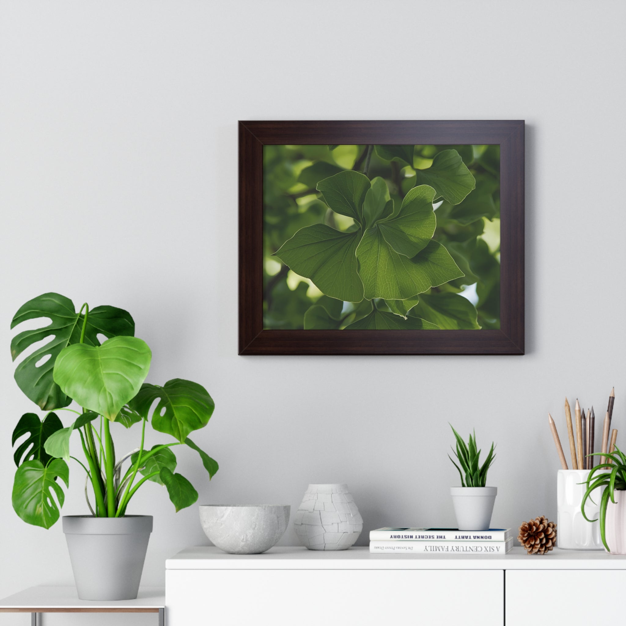 Framed Botanical Wall Art, Nature Decor, Green Leaf Print, Home Office Artwork, Gift for Plant Lovers, Eco-Friendly Decor