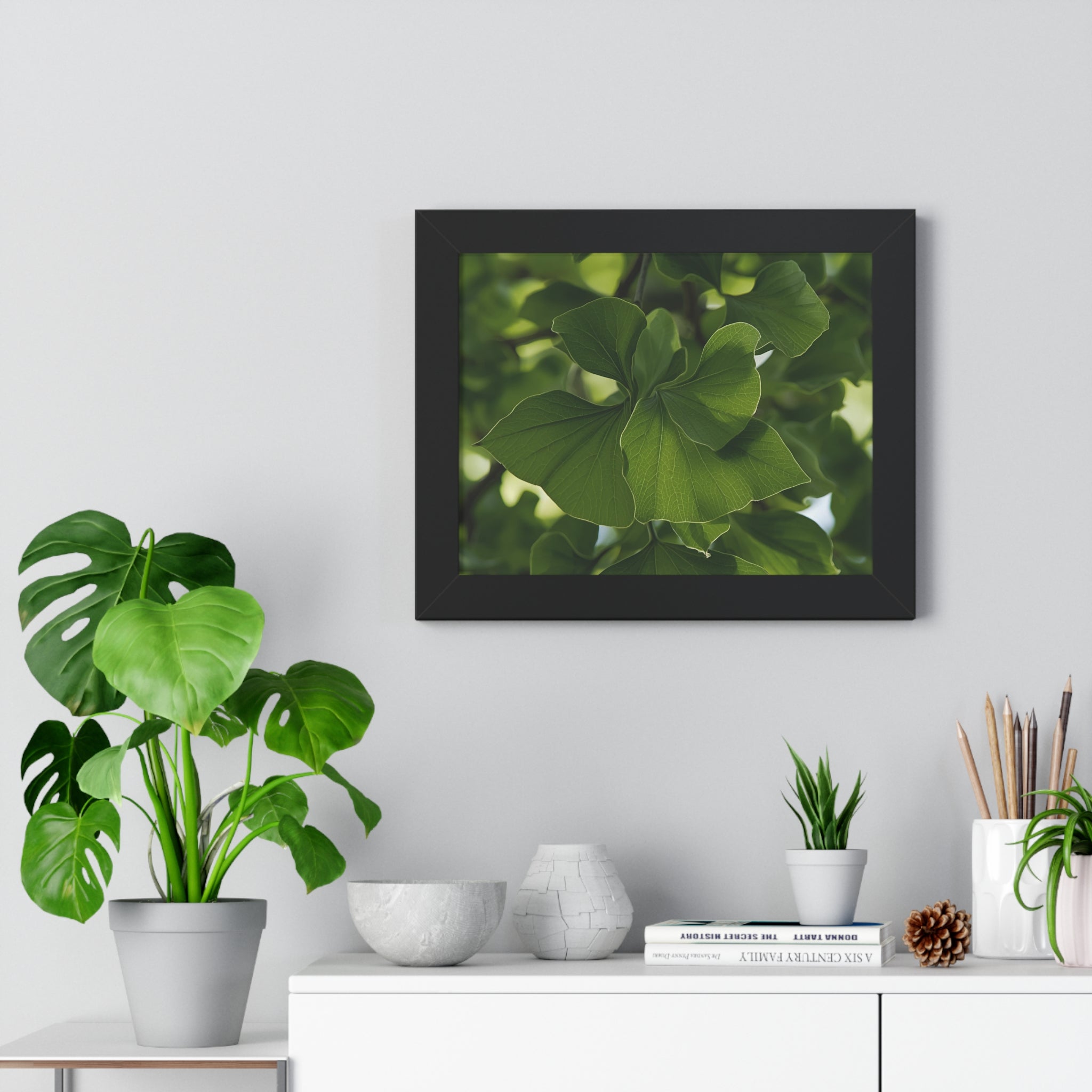 Framed Botanical Wall Art, Nature Decor, Green Leaf Print, Home Office Artwork, Gift for Plant Lovers, Eco-Friendly Decor